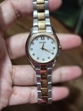 Bulova Two-Tone Diamond Accent Women's Watch - White Dial